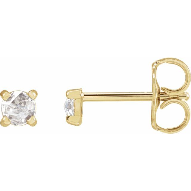 14K Yellow 1/8 CTW Rose-Cut Natural Diamond 4-Prong Claw Earrings