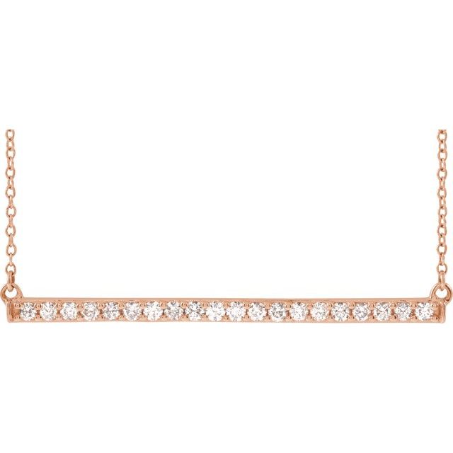 14K Rose 1/2 CTW Natural Diamond Bar 16-18" Necklace
