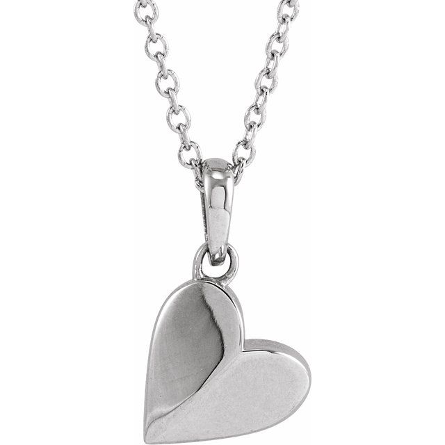 14K White Heart 16-18 Necklace