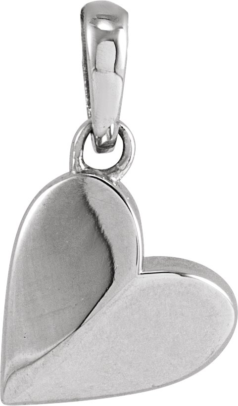 14K White 9.89x7.65 mm Heart Pendant