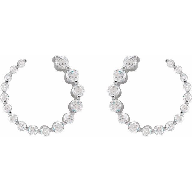 14K White 7/8 CTW Natural Diamond Front-Back Earrings

