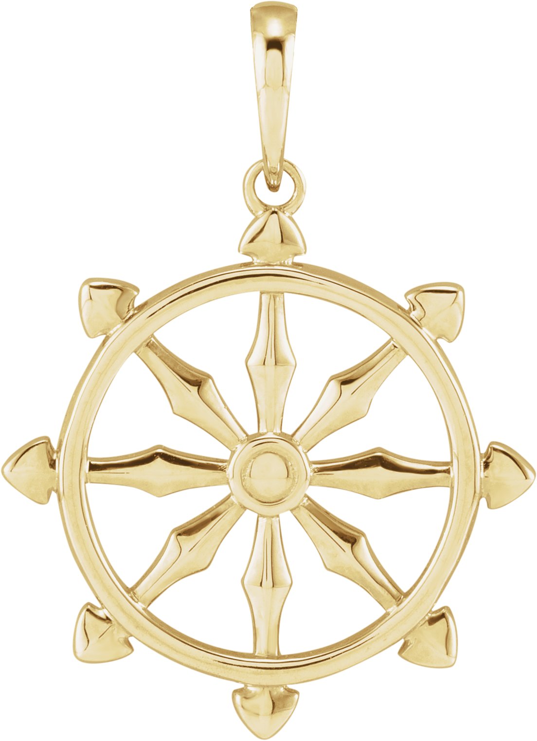 14K Yellow Dharmachakra Wheel Pendant