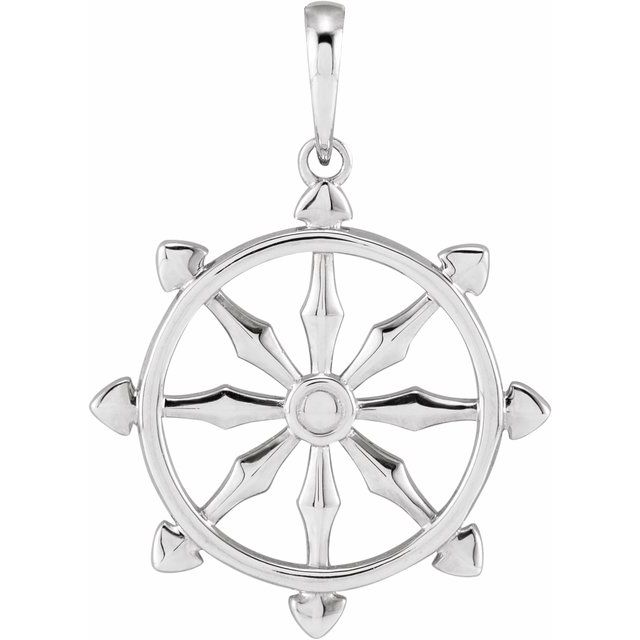 Sterling Silver Dharmachakra Wheel Pendant
