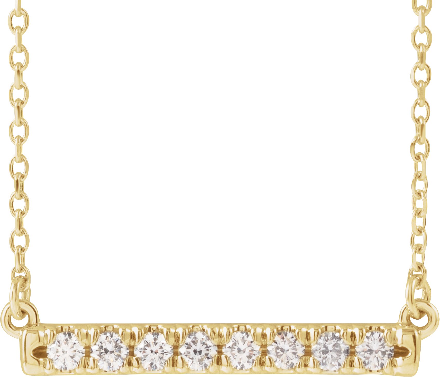 14K Yellow 1/4 CTW Natural Diamond French-Set Bar 18 Necklace