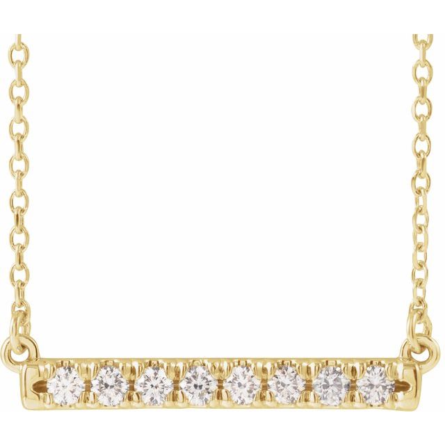 14K Yellow 1/4 CTW Lab-Grown Diamond French-Set Bar 16-18" Necklace