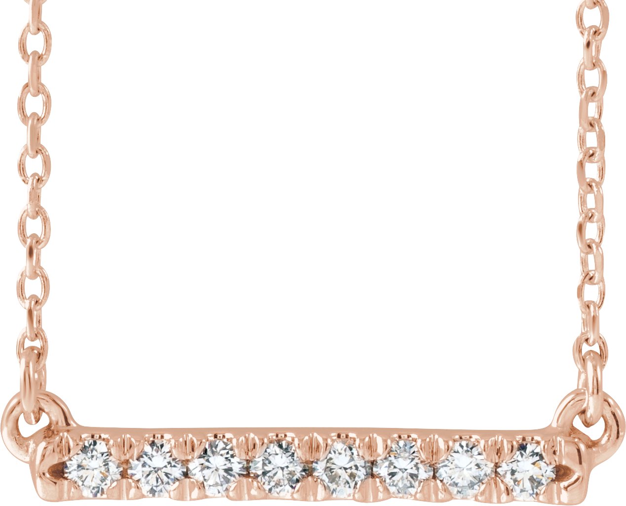 14K Rose 1/8 CTW Lab-Grown Diamond French-Set Bar 18 Necklace