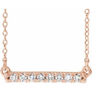 14K Rose 1/8 CTW Lab-Grown Diamond French-Set Bar 18" Necklace