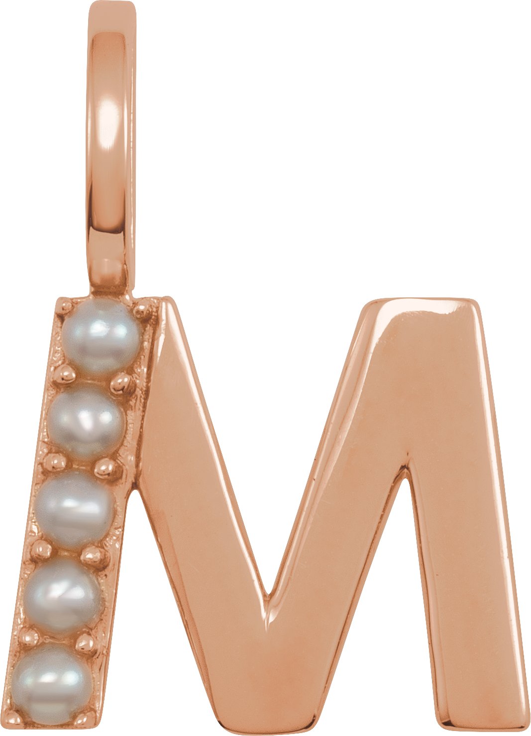 14K Rose Cultured White Pearl Initial M Charm or Pendant Ref 18479280