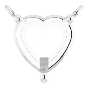 10K White 5.5x5.5 mm Heart 3-Prong Solitaire Necklace Center
