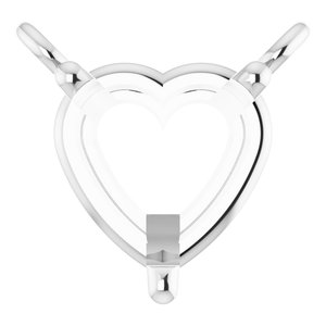 18K White 5x5 mm Heart 3-Prong Solitaire Necklace Center