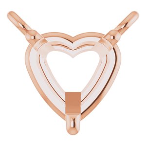 10K Rose 4.5x4.5 mm Heart 3-Prong Solitaire Necklace Center