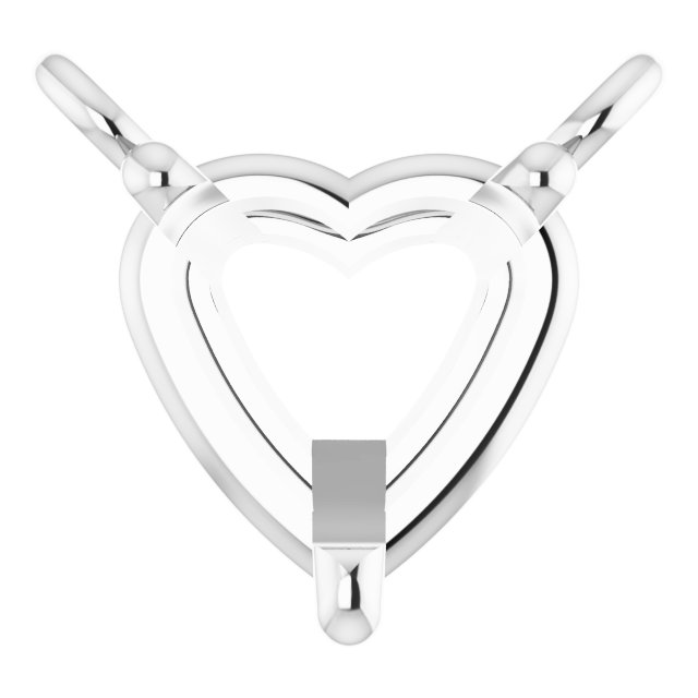 14K White 4.5x4.5 mm Heart 3-Prong Solitaire Necklace Center