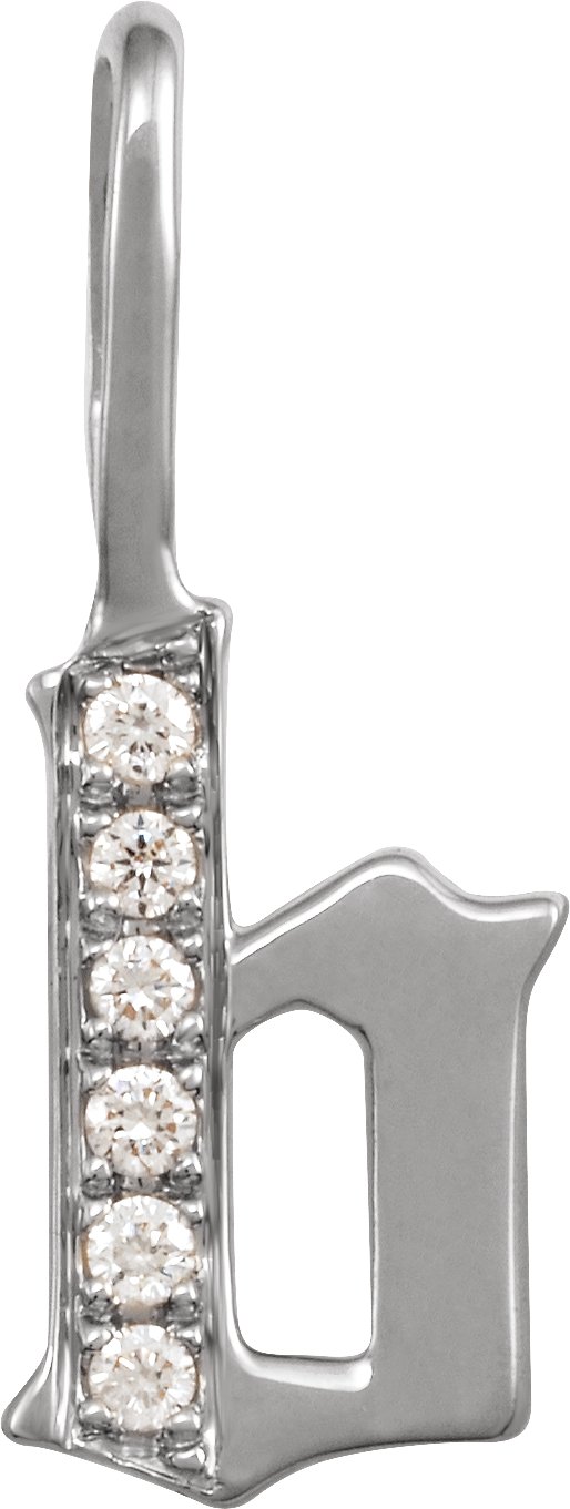 14K White .05 CTW Natural Diamond Gothic Initial B Charm/Pendant