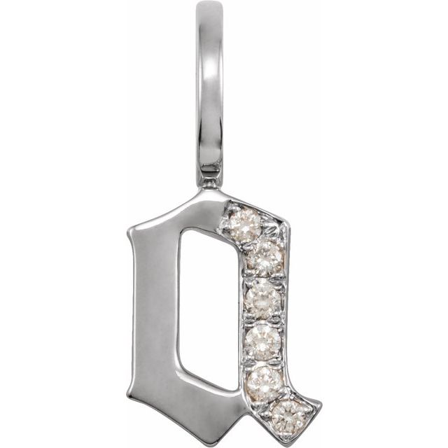 14K White .05 CTW Natural Diamond Gothic Initial A Charm/Pendant