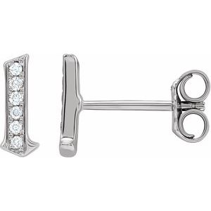 14K White .03 CTW Natural Diamond Gothic Initial L Earring