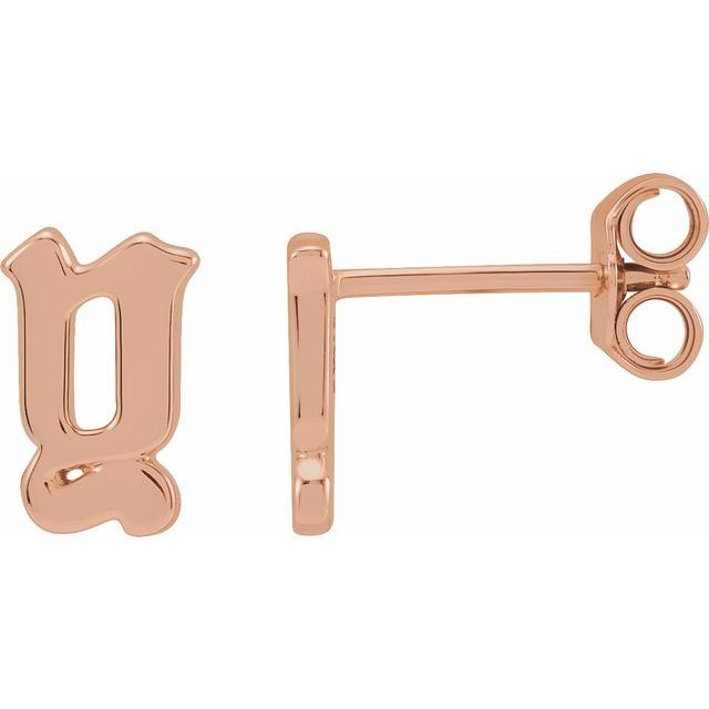 14K Rose Single Gothic Initial Y Earring