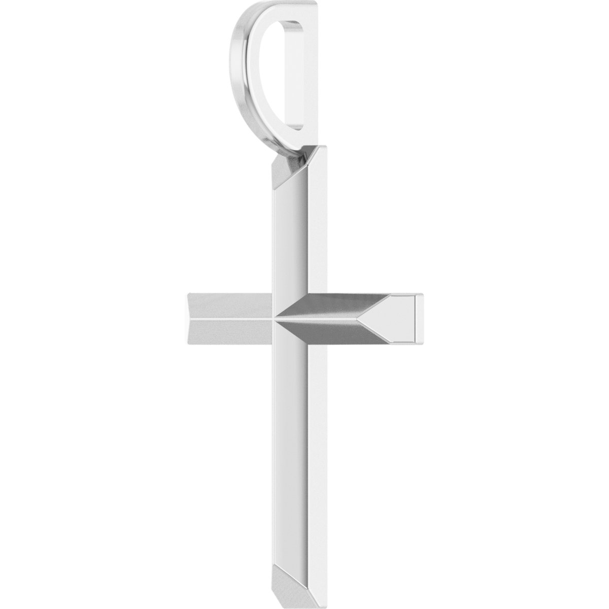 14K White Knife-Edge Cross Pendant