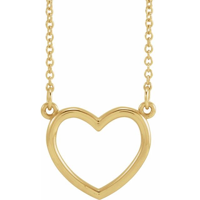 14K Yellow 13.8x13 mm Heart 16" Necklace
