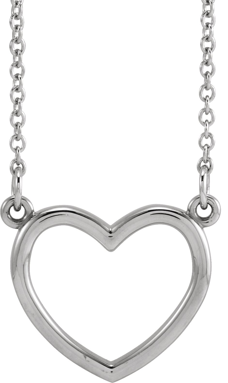 14K White Heart 16" Necklace