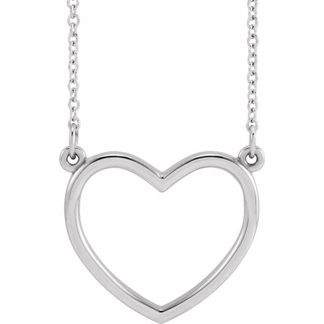 14K White Heart 16" Necklace
