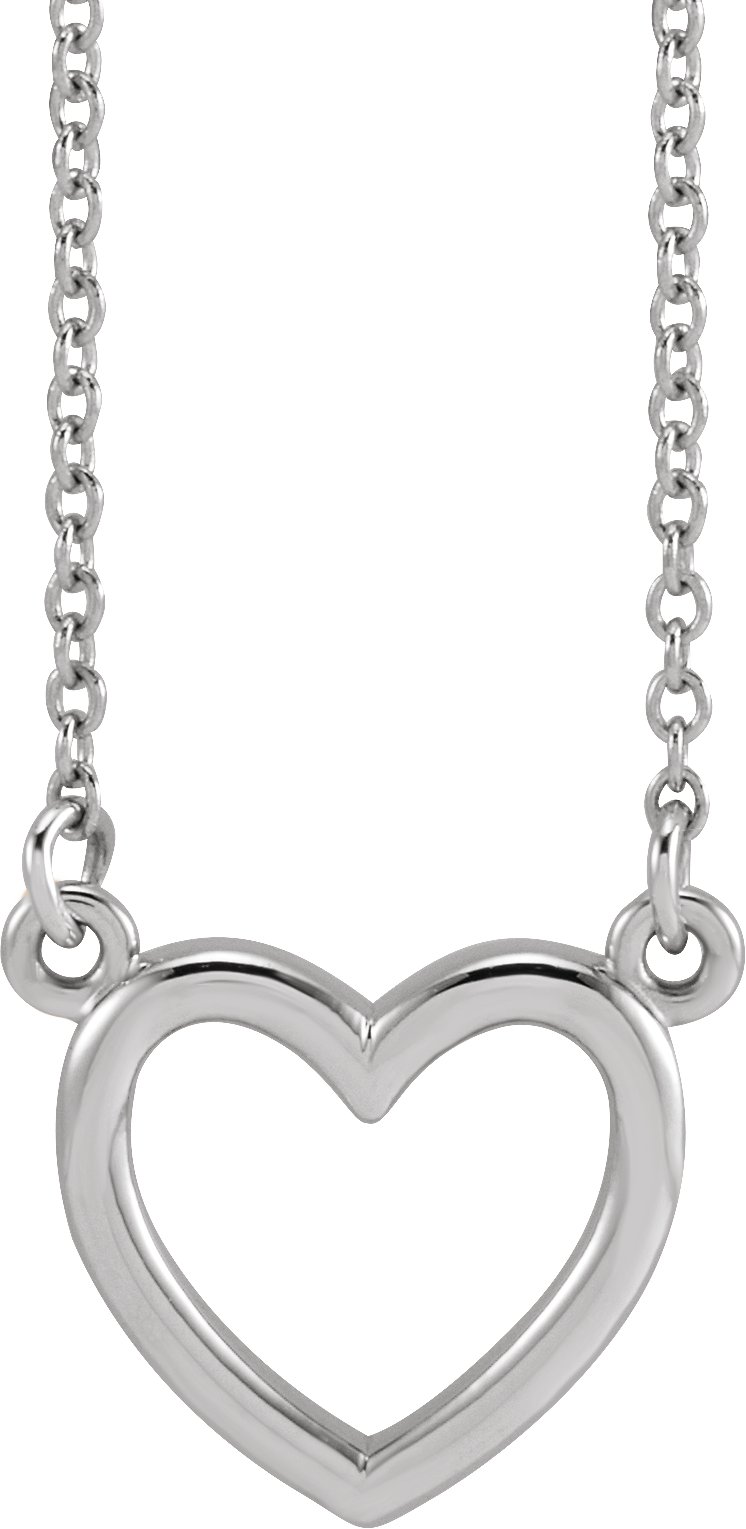 14K White Heart 16" Necklace