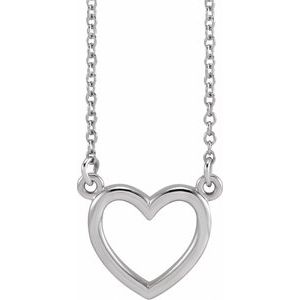 14K White 10.8x10 mm Heart 16" Necklace
