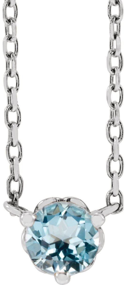 Sterling Silver Natural Sky Blue Topaz Solitaire 18" Necklace