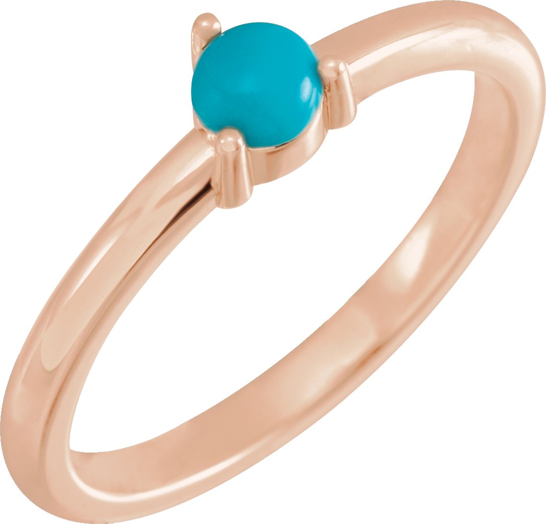 14K Rose Natural Turquoise Cabochon Ring Ref 18415014