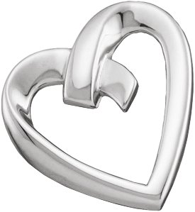 14K White Heart Slide Pendant