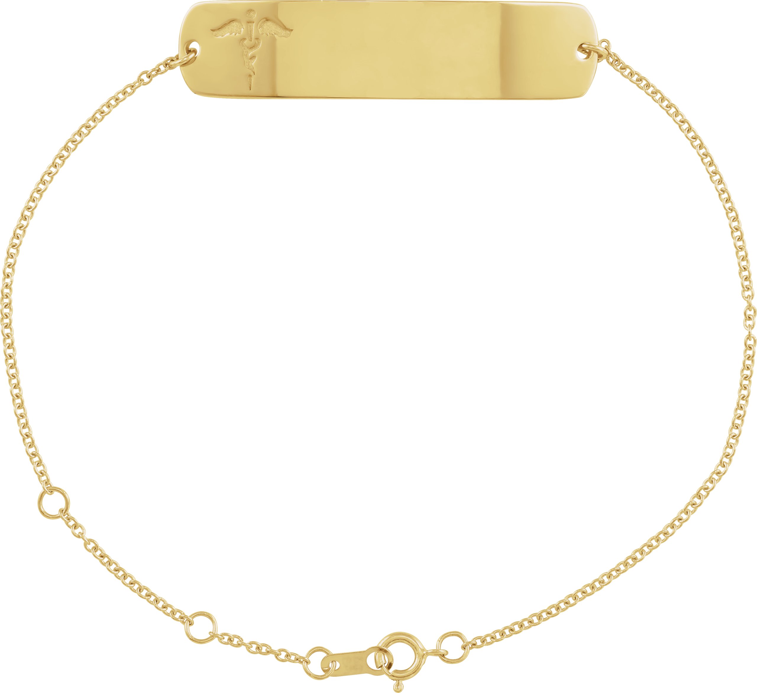 18K Yellow Gold-Plated Sterling Silver Engravable Medical Identification 6 1/2-7 1/2" Bracelet