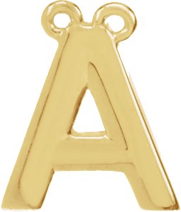 14K Yellow Block Initial A Necklace Center