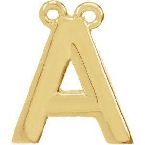 14K Yellow Block Initial A Necklace Center
