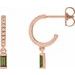 14K Rose Natural Green Tourmaline & .08 CTW Natural Diamond French-Set Hoop Earrings