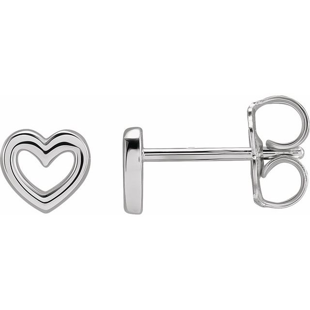 Sterling Silver 5.29x5 mm Heart Earrings