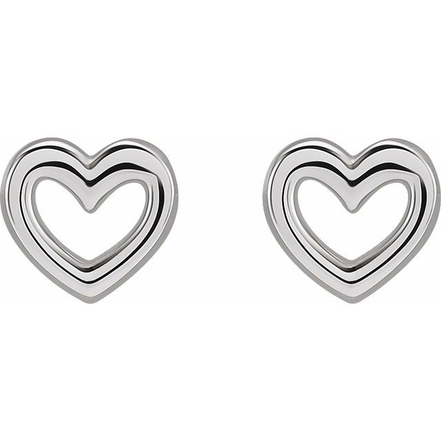 14K White Heart Earrings