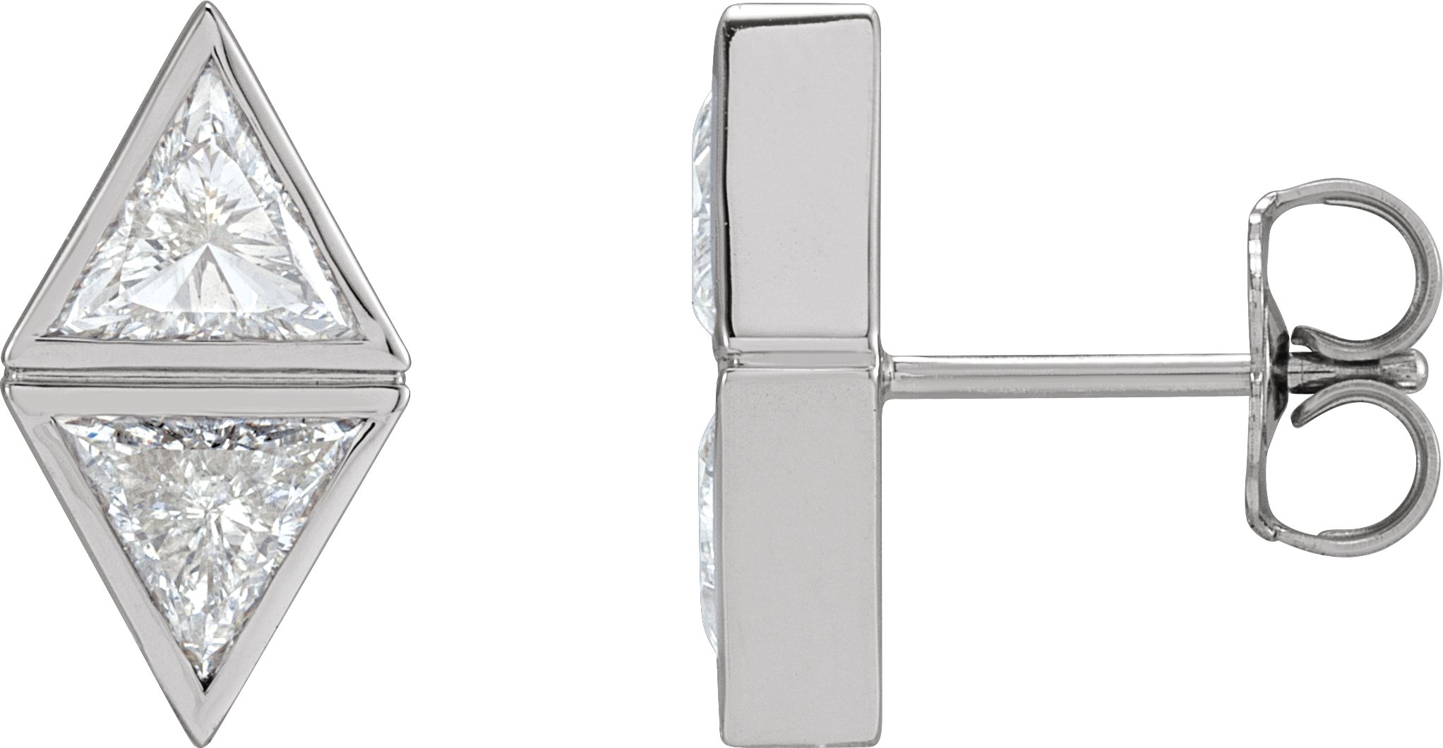 14K White 1 1/5 CTW Natural Diamond Two-Stone Bezel-Set Earrings