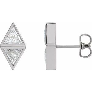 14K White 1 1/5 CTW Natural Diamond Two-Stone Bezel-Set Earrings