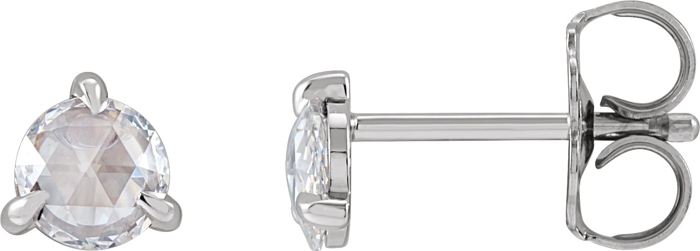 14K White 1/4 CTW Rose-Cut Natural Diamond Stud Earrings