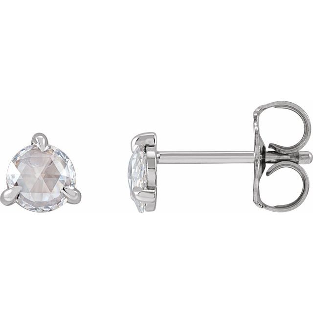 14K White 1/4 CTW Rose-Cut Natural Diamond Stud Earrings