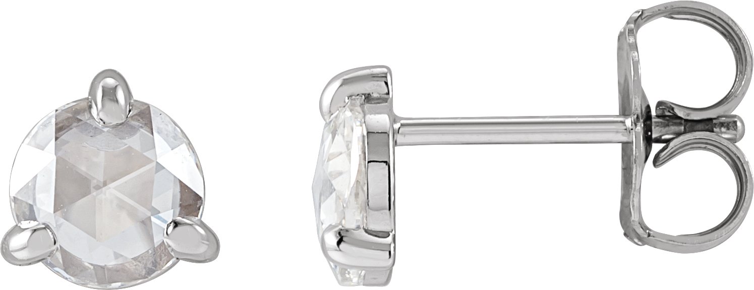 14K White 5/8 CTW Rose-Cut Natural Diamond Stud Earrings