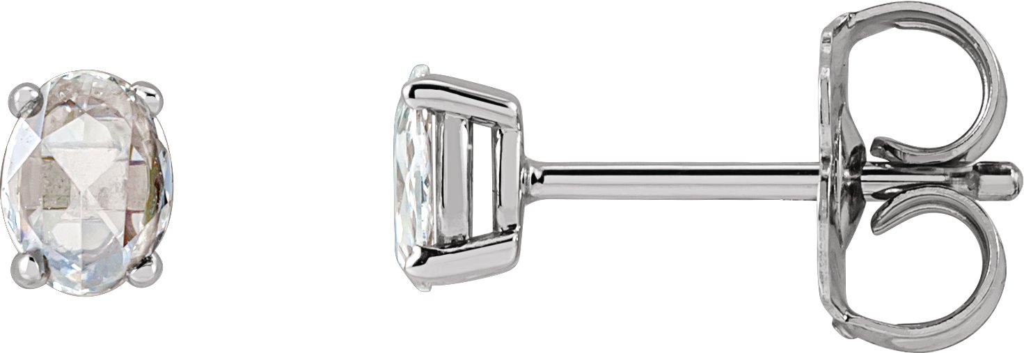 Oval 4-Prong Rose-Cut Stud Earrings
