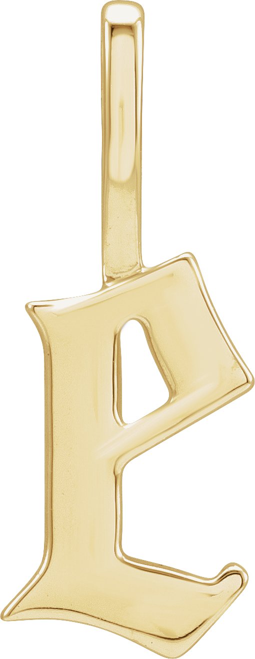 14K Yellow Gothic Initial E Charm/Pendant