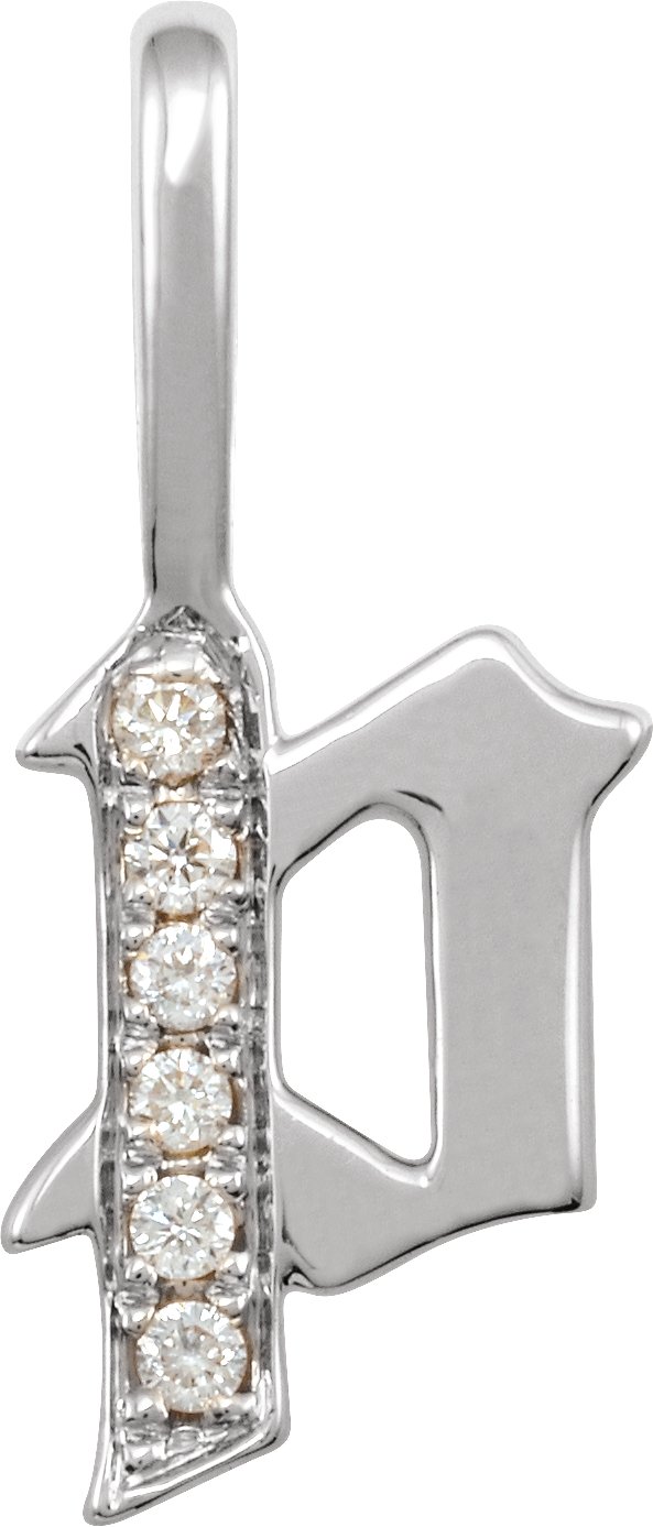 14K White .05 CTW Natural Diamond Gothic Initial P Charm or Pendant Ref 18482034