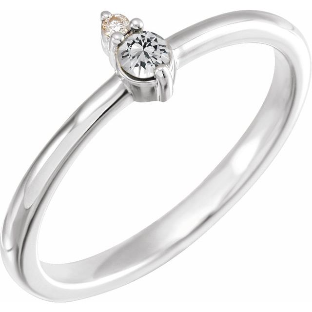 Platinum Natural White Sapphire & .015 CT Natural Diamond Ring