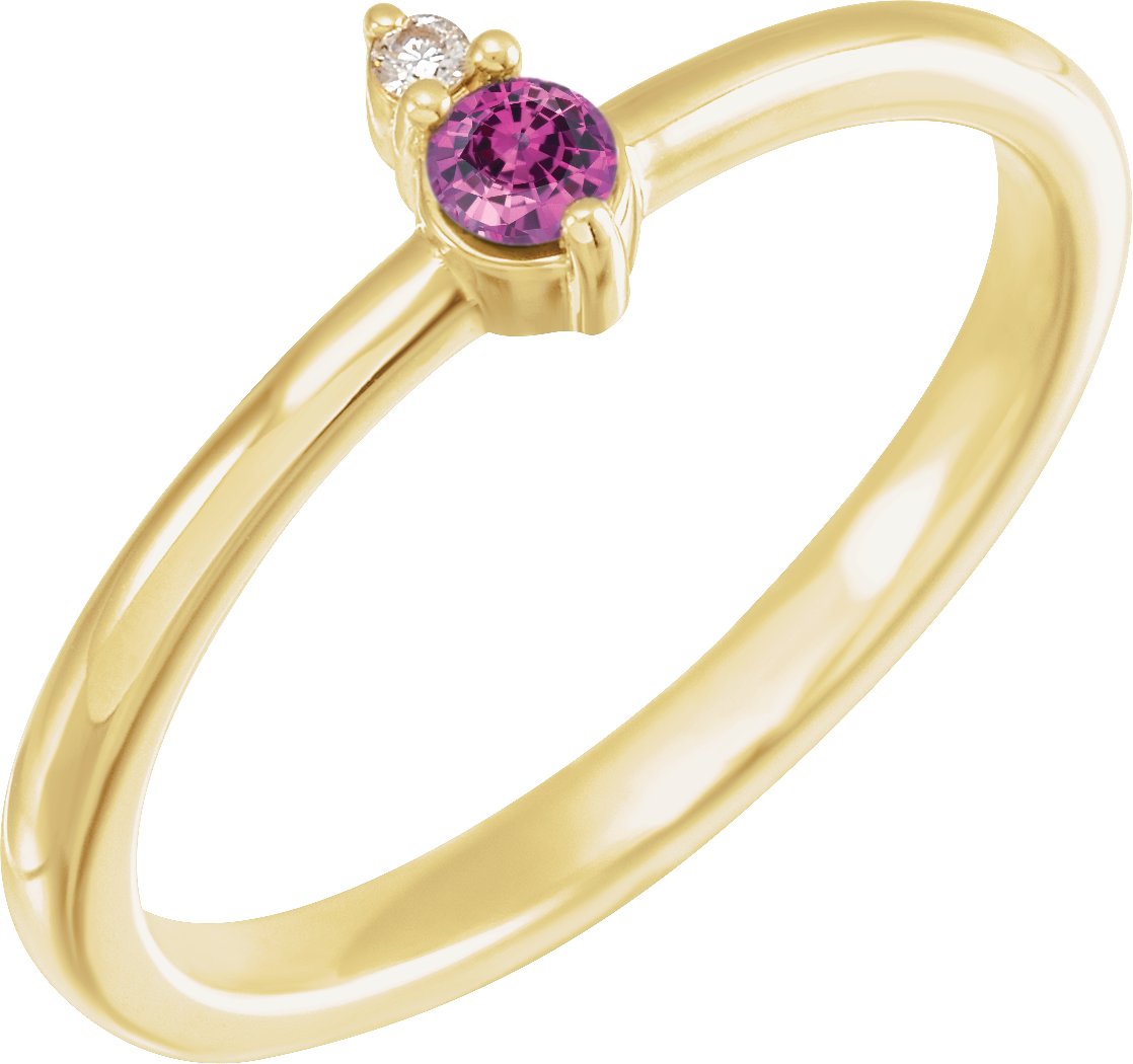 14K Yellow Natural Pink Sapphire & .015 CT Natural Diamond Ring