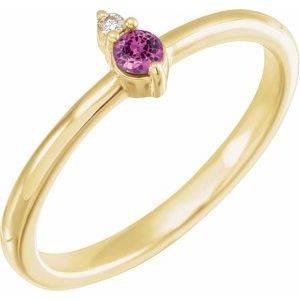 14K Yellow Natural Pink Sapphire & .015 CT Natural Diamond Ring