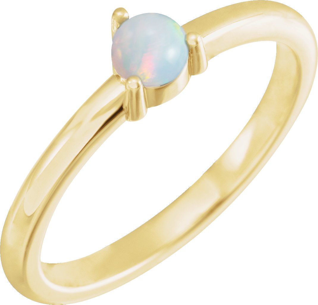14K Yellow Natural White Opal Cabochon Ring