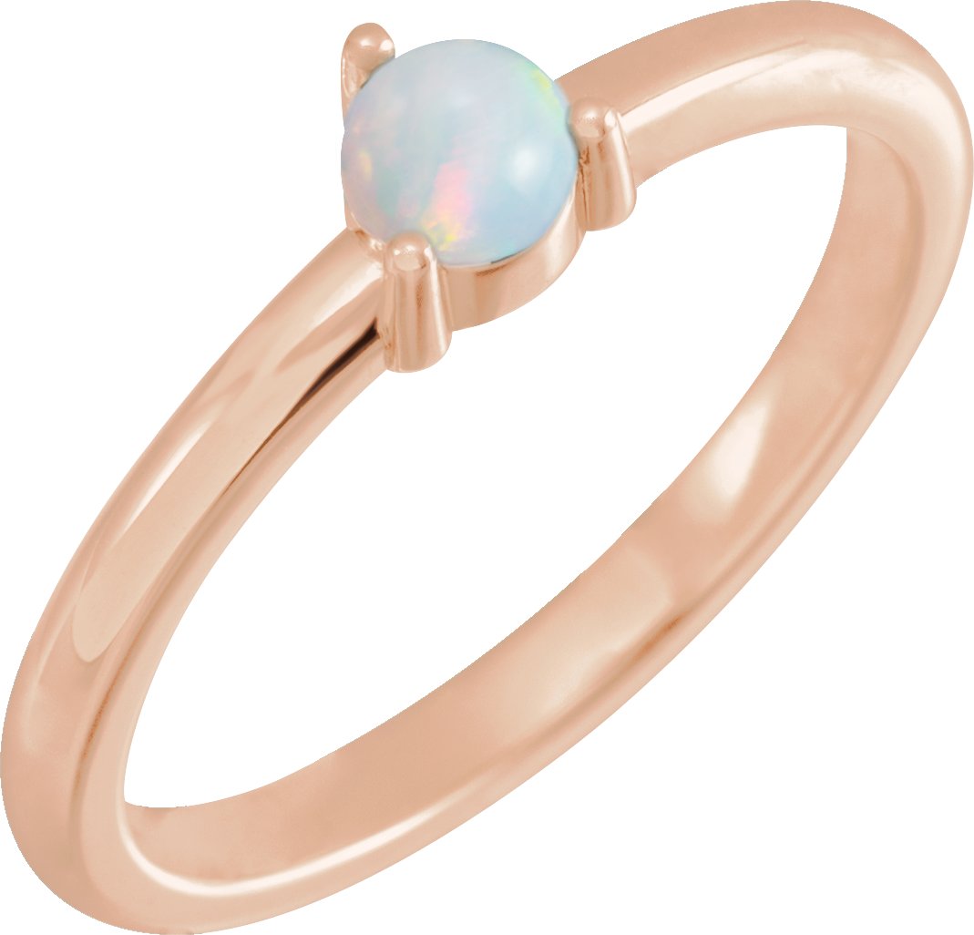 14K Rose Natural White Opal Cabochon Ring