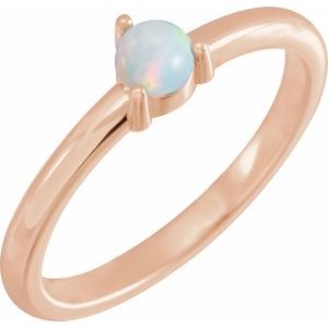 14K Rose Natural White Opal Cabochon Ring