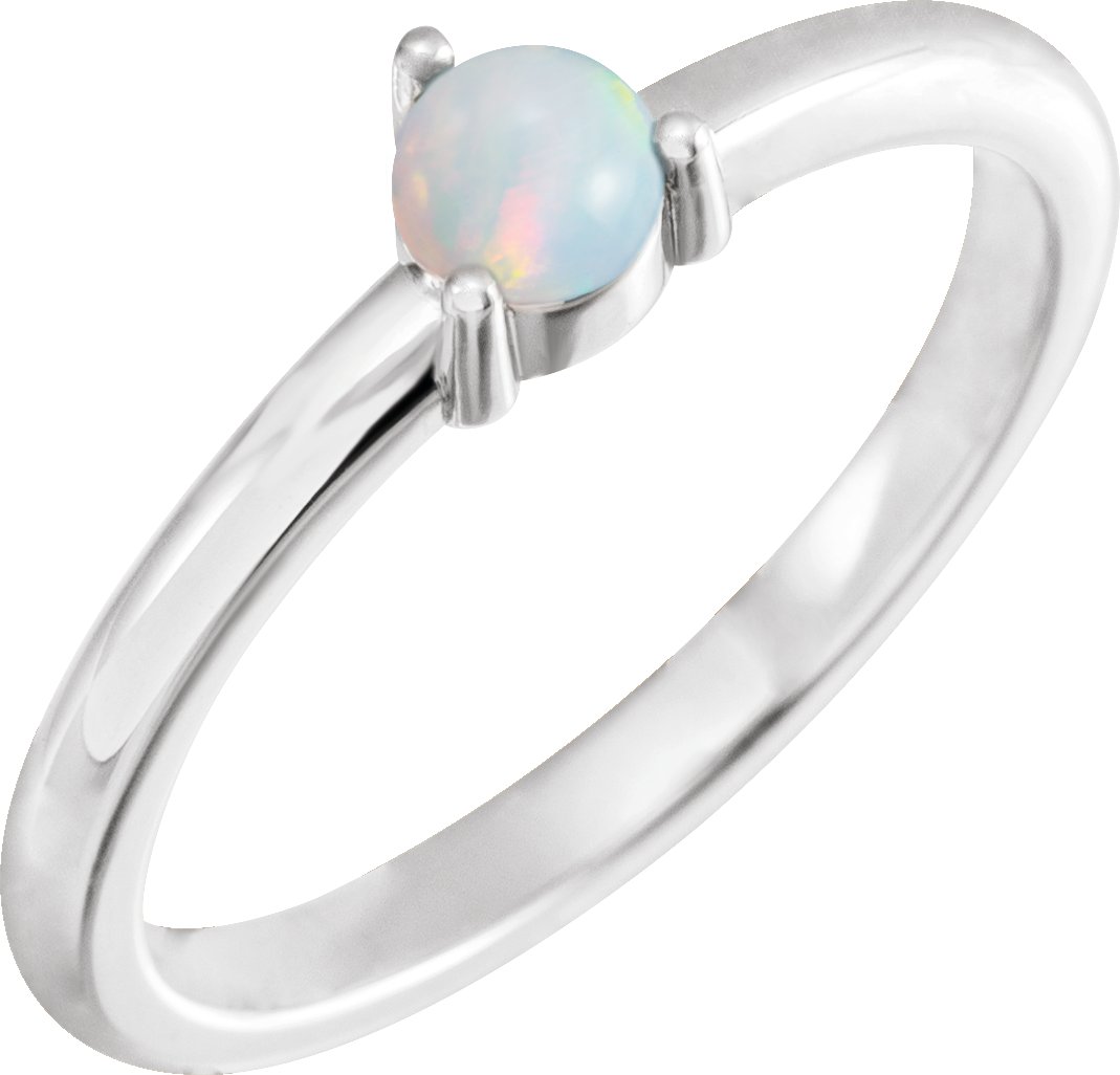 14K White Natural White Opal Cabochon Ring Ref 18415017